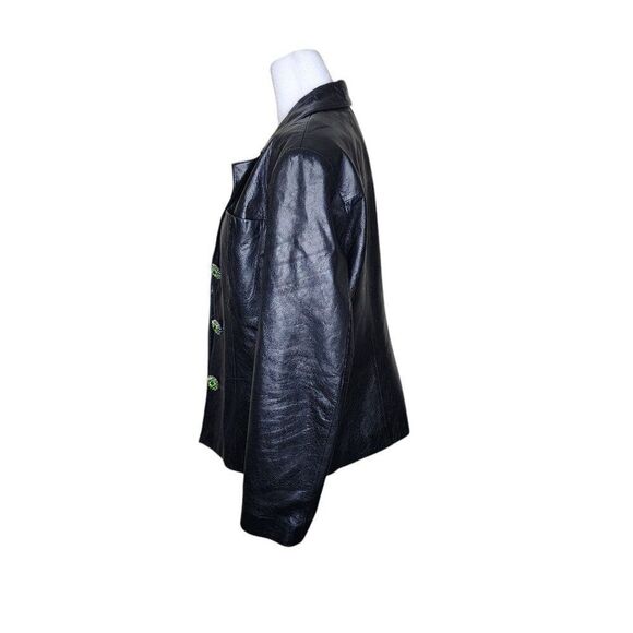 Vintage Y2K Wilsons Structured Leather Blazer Jacket Jewel Buttons Womens Size L - Picture 6 of 9